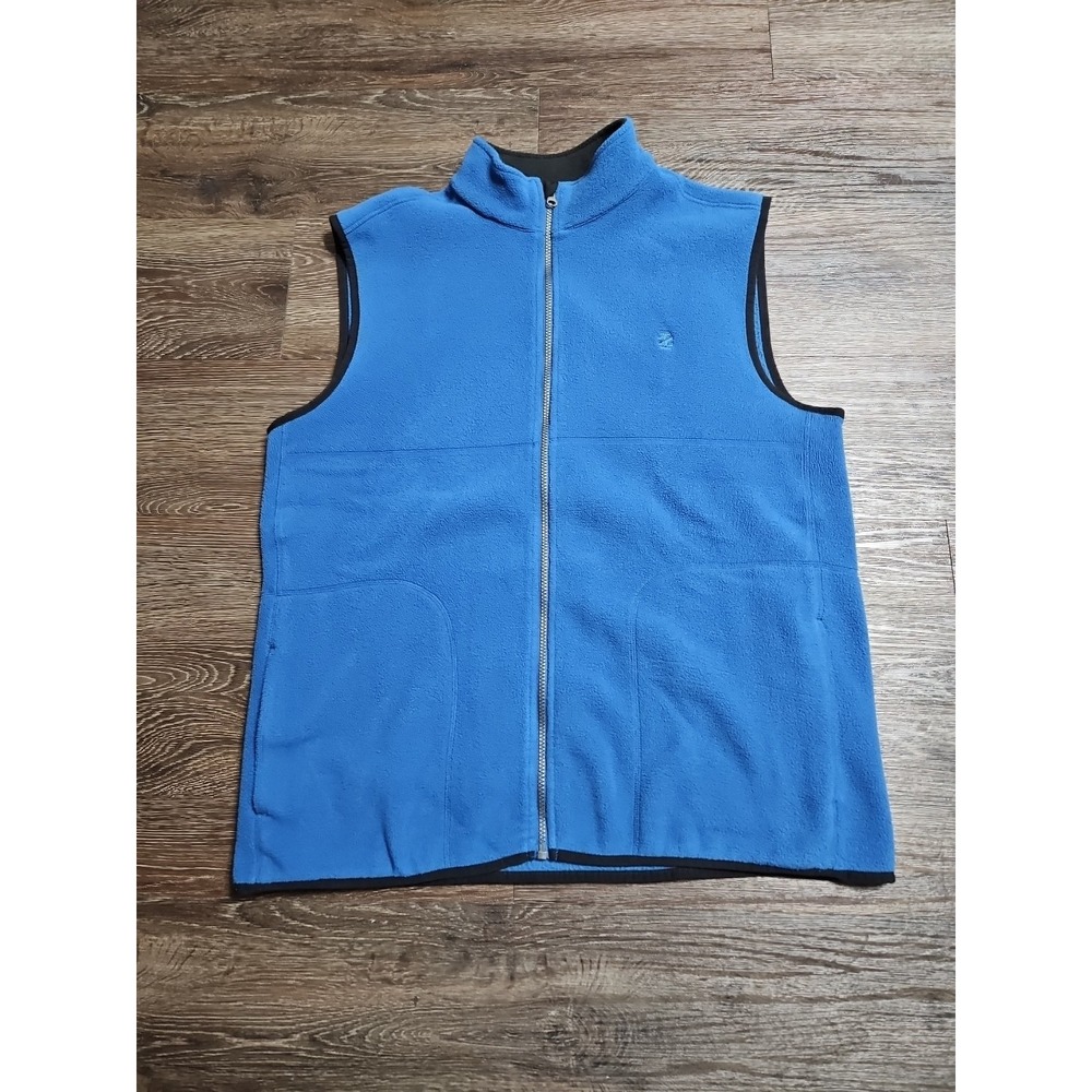 Izod Men Full Zip Sleeveless Fleece Vest Jacket Size Large Blue